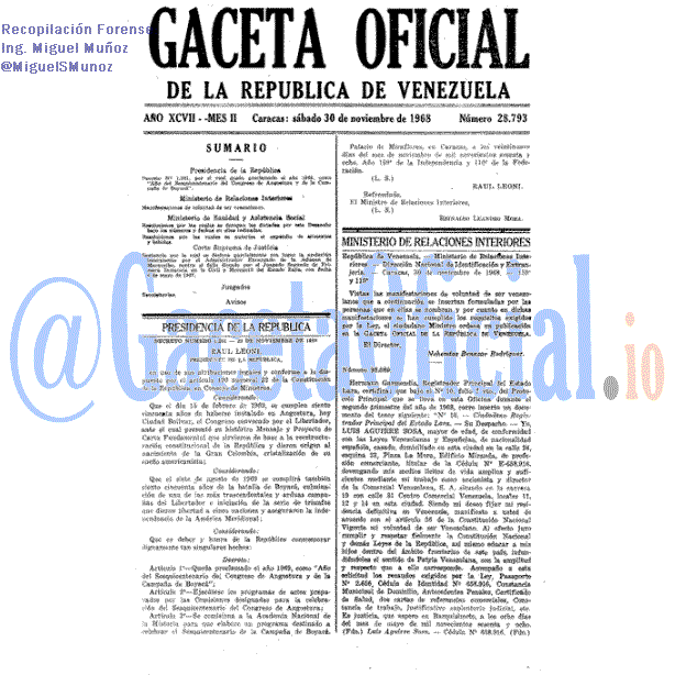 Gaceta Oficial 28793 del 30 Noviembre 1968