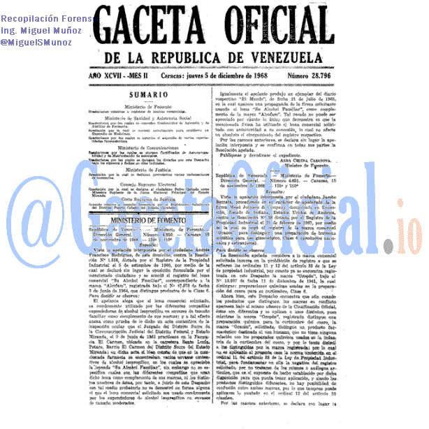 Gaceta Oficial 28796 del 5 Diciembre 1968