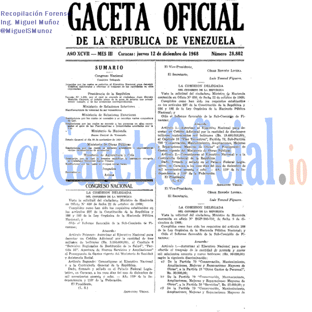 Gaceta Oficial 28802 del 12 Diciembre 1968