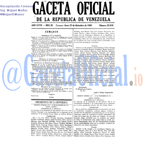 Gaceta Oficial 28810 del 23 Diciembre 1968