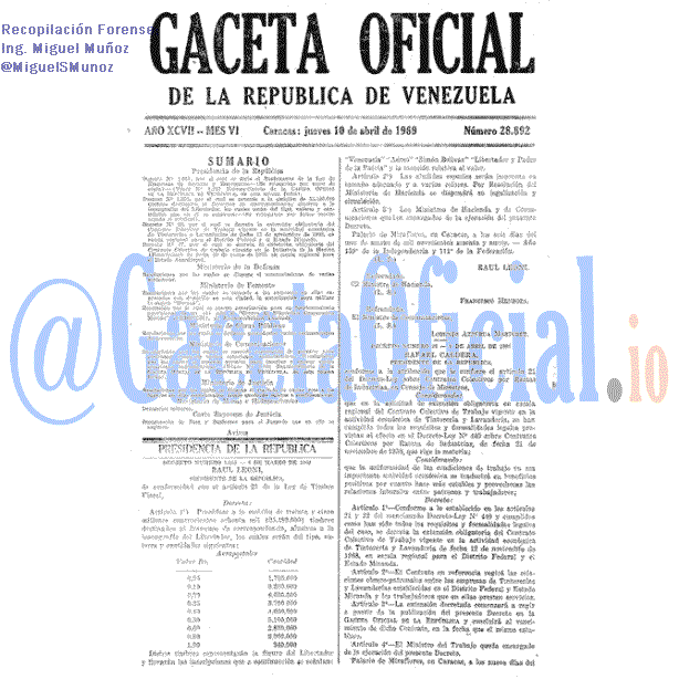 Gaceta Oficial 28892 del 10 Abril 1969