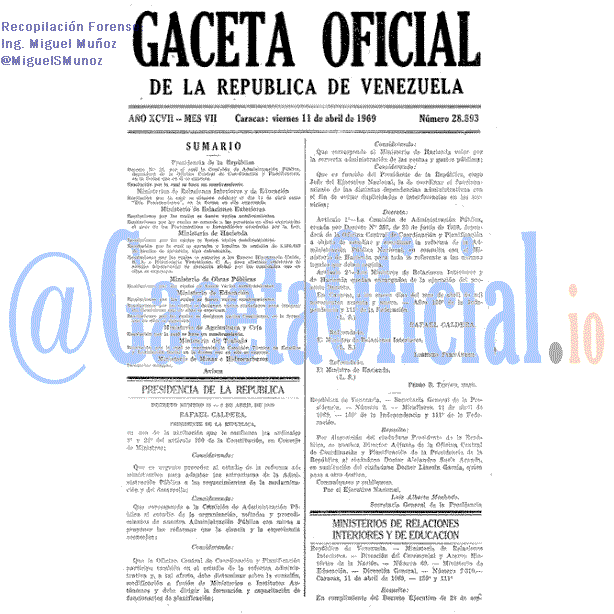 Gaceta Oficial 28893 del 11 Abril 1969