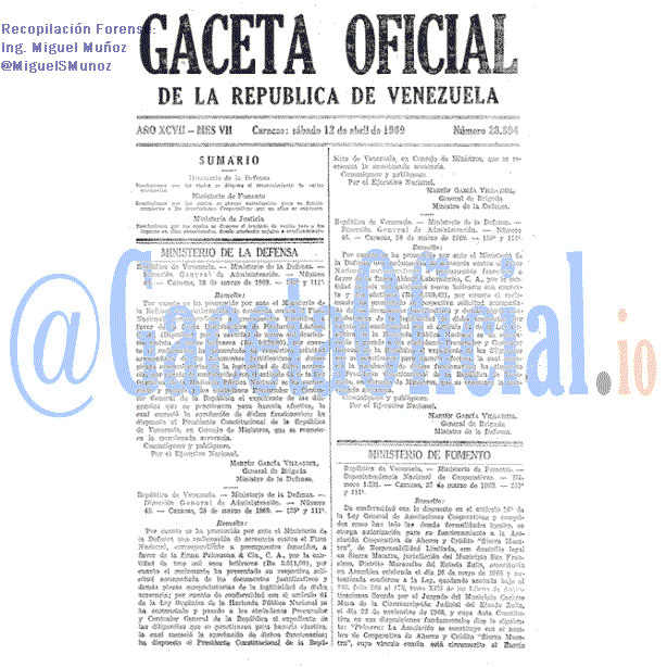 Gaceta Oficial 28894 del 12 Abril 1969