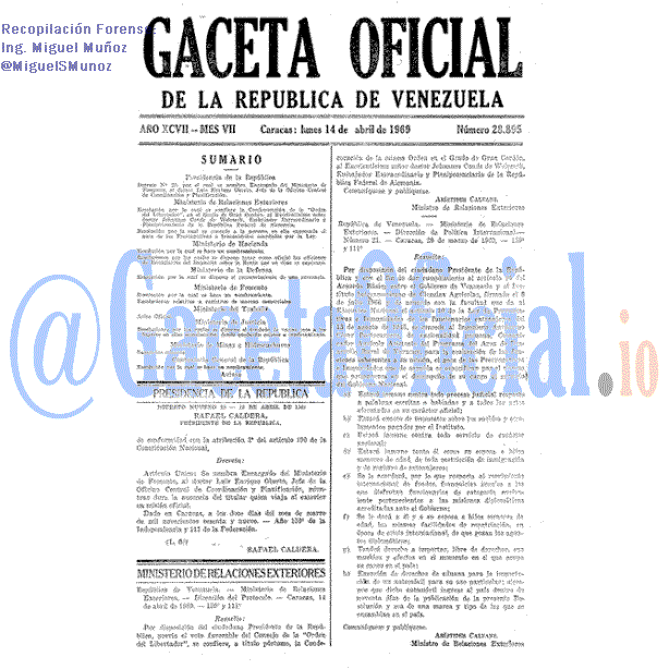 Gaceta Oficial 28895 del 14 Abril 1969