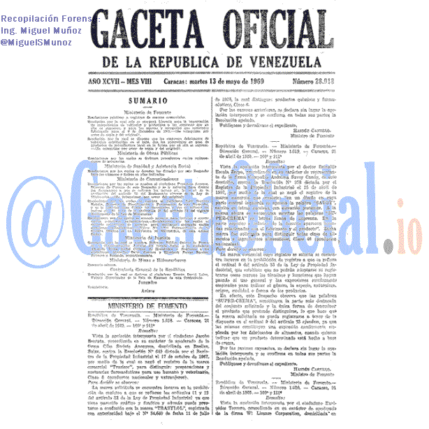 Gaceta Oficial 28918 del 13 Mayo 1969