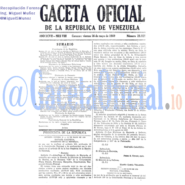Gaceta Oficial 28921 del 16 Mayo 1969