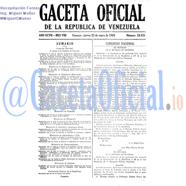Gaceta Oficial 28926 del 22 Mayo 1969