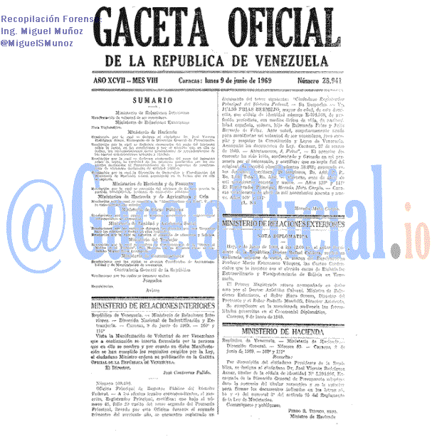 Gaceta Oficial 28941 del 9 Junio 1969