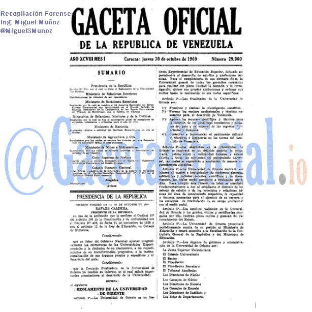 Gaceta Oficial 29060 del 30 Octubre 1969