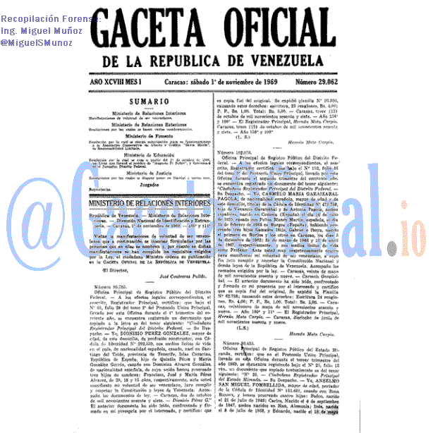 Gaceta Oficial 29062 del 1 Noviembre 1969