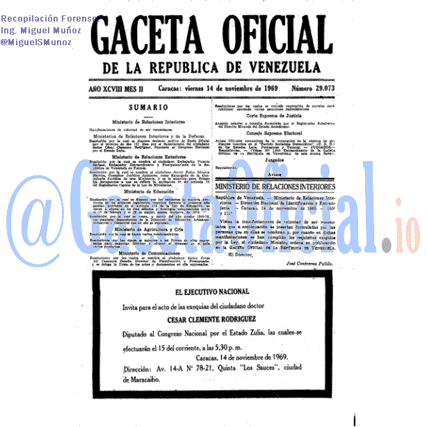Gaceta Oficial 29073 del 14 Noviembre 1969