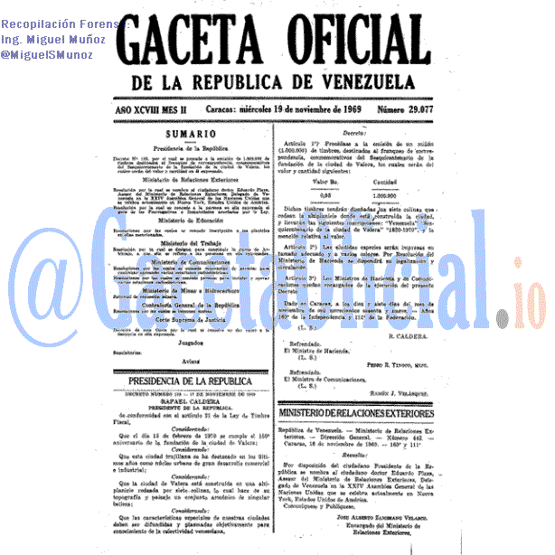 Gaceta Oficial 29077 del 19 Noviembre 1969