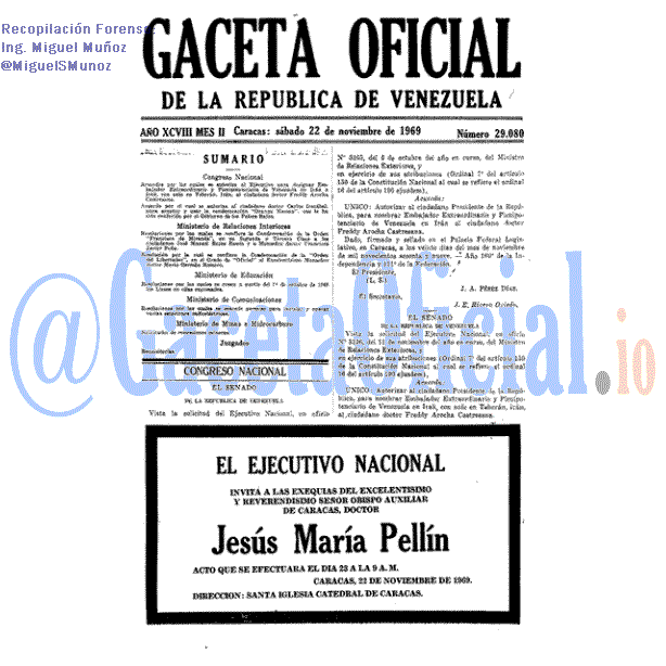 Gaceta Oficial 29080 del 22 Noviembre 1969