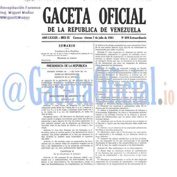 Gaceta Oficial 699 del 7 Julio 1961