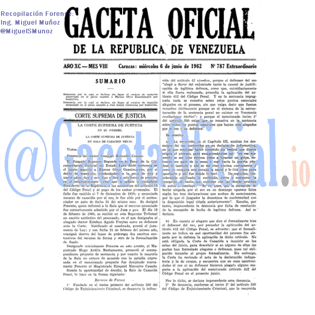 Gaceta Oficial 787 del 6 Junio 1962