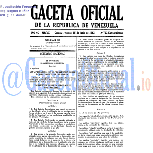 Gaceta Oficial 792 del 15 Junio 1962