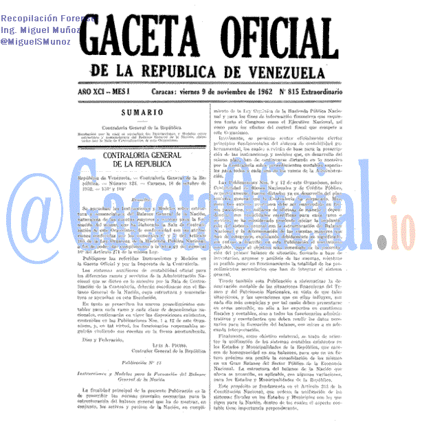 Gaceta Oficial 815 del 9 Noviembre 1962