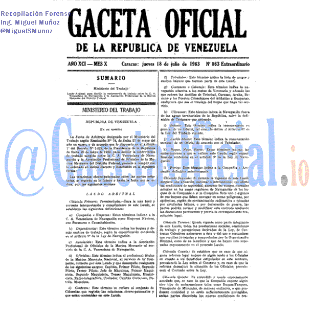 Gaceta Oficial 863 del 18 Julio 1963