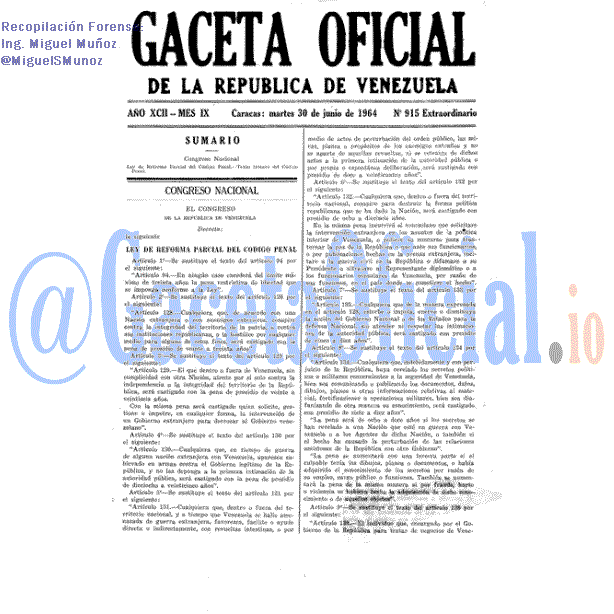 Gaceta Oficial 915 del 30 Junio 1964