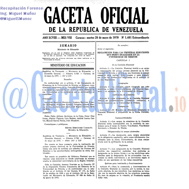 Gaceta Oficial 1401 del 26 Mayo 1970