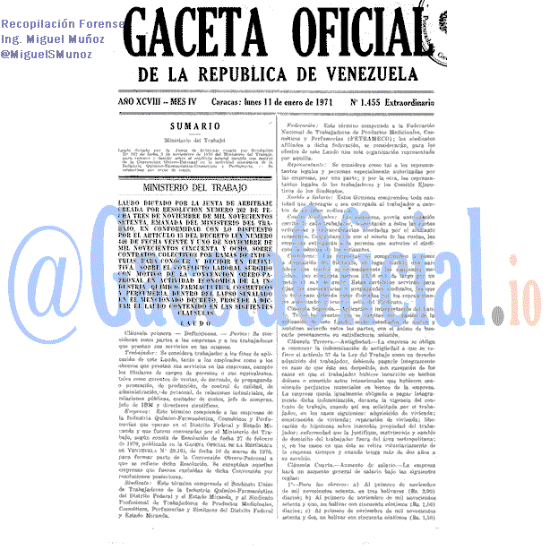 Gaceta Oficial 1455 del 11 Enero 1971
