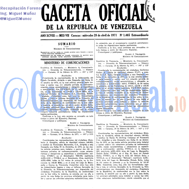 Gaceta Oficial 1465 del 28 Abril 1971