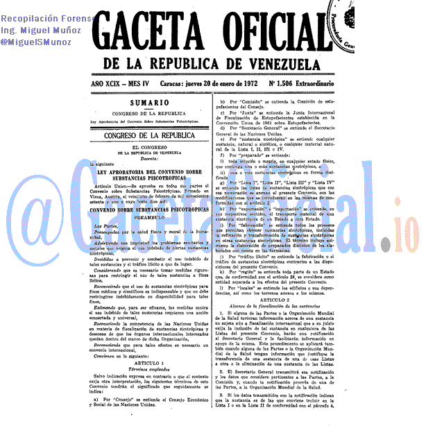 Gaceta Oficial 1506 del 20 Enero 1972