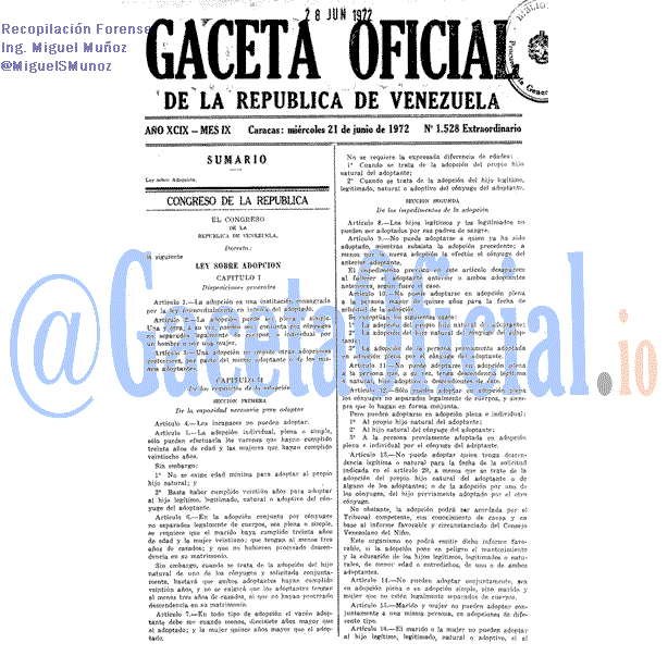 Gaceta Oficial 1528 del 21 Junio 1972