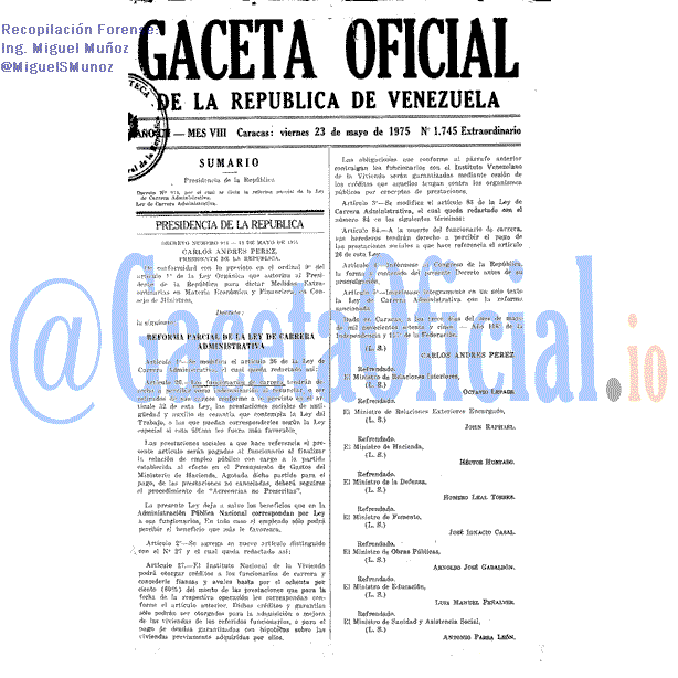 Gaceta Oficial 1745 del 23 Mayo 1975