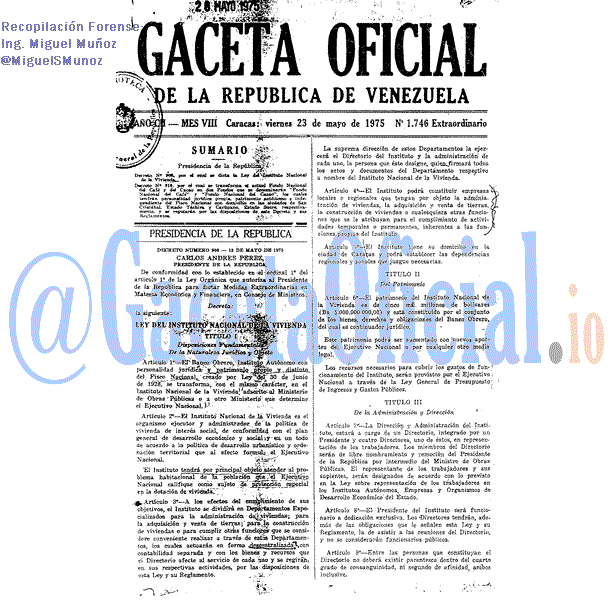 Gaceta Oficial 1746 del 23 Mayo 1975