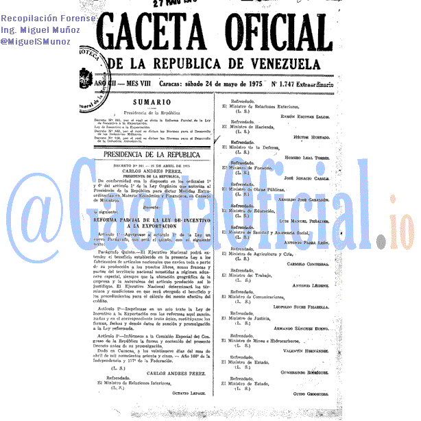 Gaceta Oficial 1747 del 24 Mayo 1975