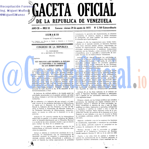 Gaceta Oficial 1769 del 29 Agosto 1975