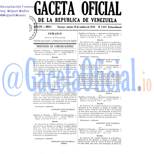 Gaceta Oficial 1911 del 19 Octubre 1976