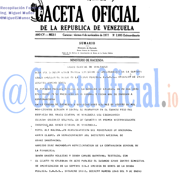 Gaceta Oficial 2095 del 4 Noviembre 1977