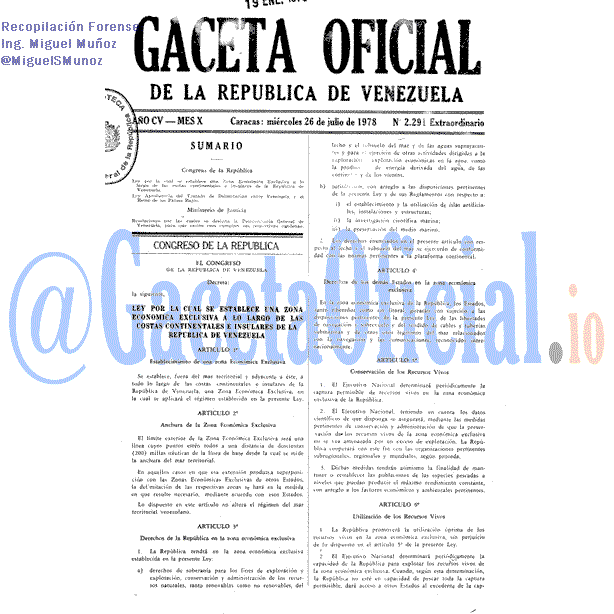 Gaceta Oficial 2291 del 26 Julio 1978