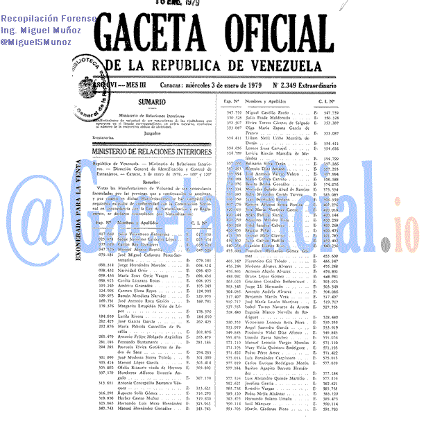 Gaceta Oficial 2349 del 3 Enero 1979