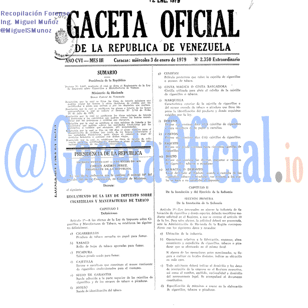 Gaceta Oficial 2350 del 3 Enero 1979