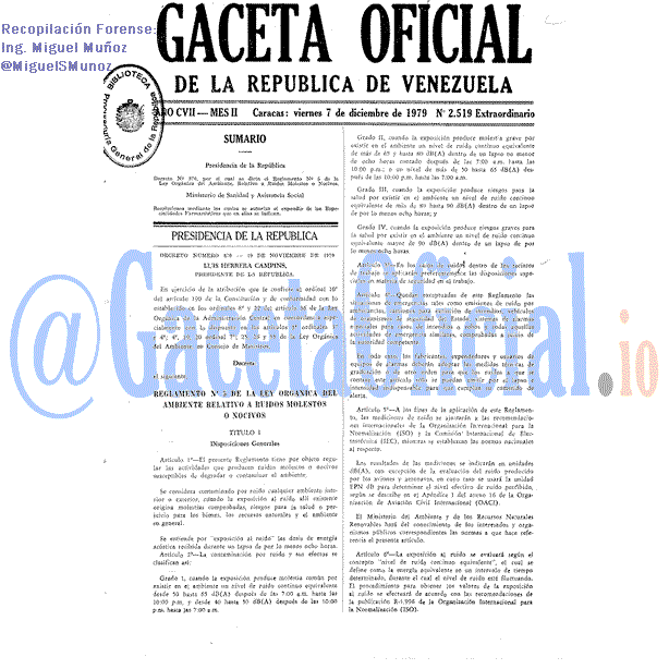 Gaceta Oficial 2519 del 7 Diciembre 1979