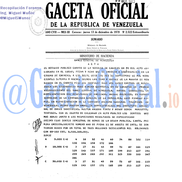 Gaceta Oficial 2522 del 13 Diciembre 1979