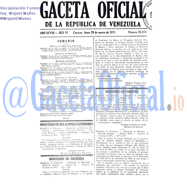 Gaceta Oficial 29474 del 29 Marzo 1971