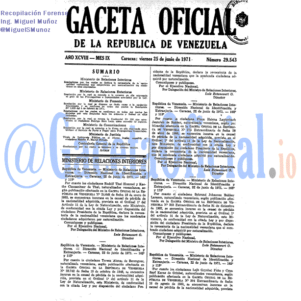 Gaceta Oficial 29543 del 25 Junio 1971