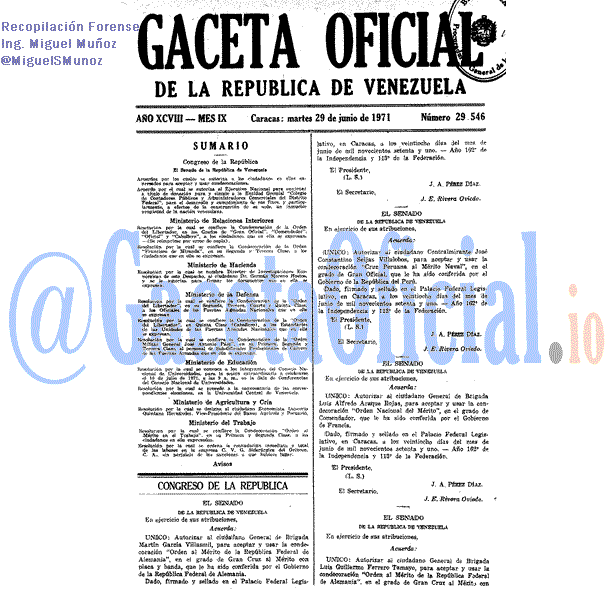 Gaceta Oficial 29546 del 29 Junio 1971