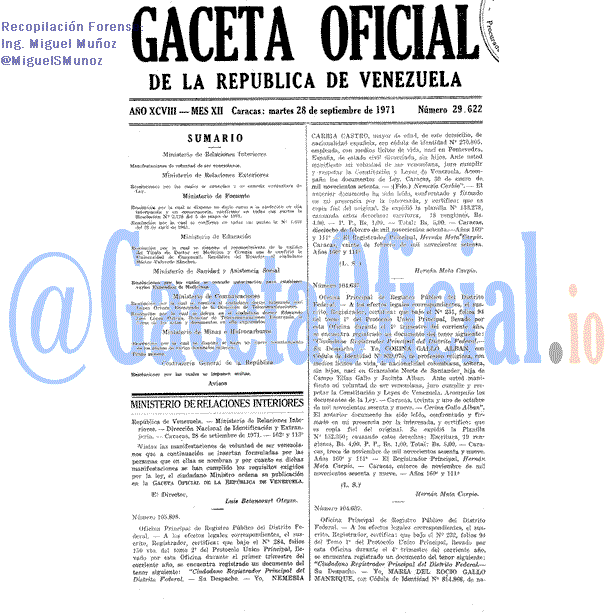 Gaceta Oficial 29622 del 28 Septiembre 1971