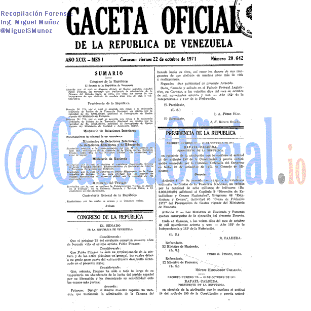 Gaceta Oficial 29642 del 22 Octubre 1971