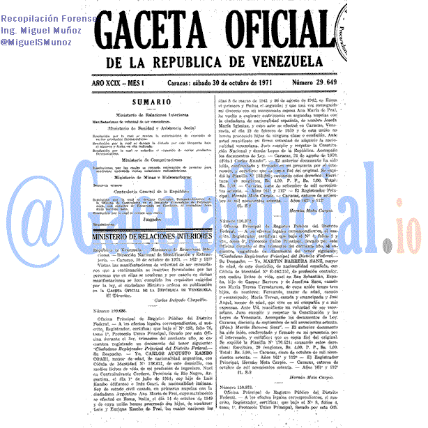 Gaceta Oficial 29649 del 30 Octubre 1971