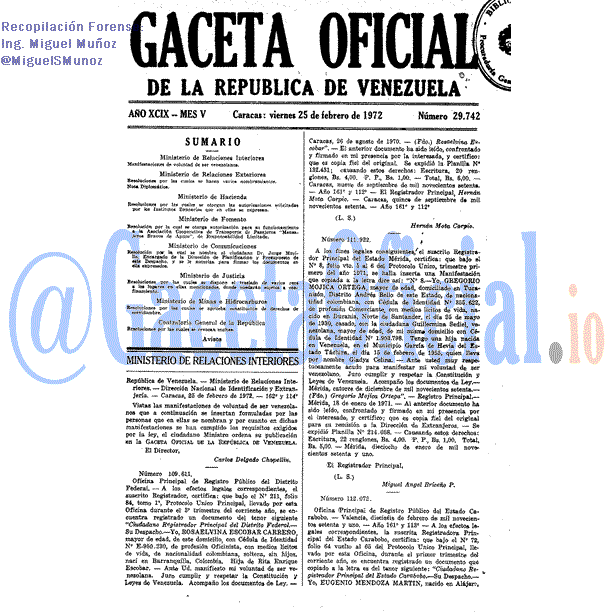 Gaceta Oficial 29742 del 25 Febrero 1972