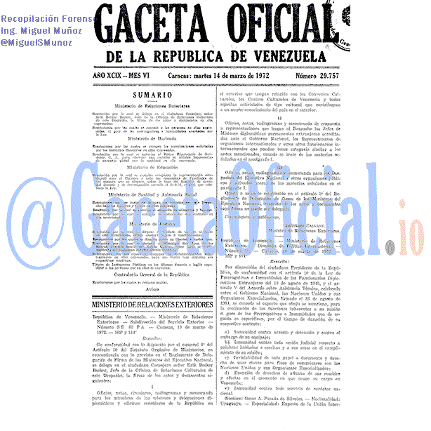 Gaceta Oficial 29757 del 14 Marzo 1972
