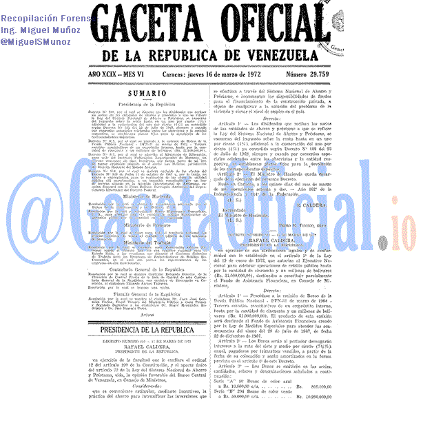Gaceta Oficial 29759 del 16 Marzo 1972