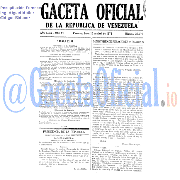 Gaceta Oficial 29776 del 10 Abril 1972