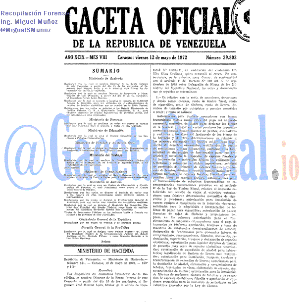 Gaceta Oficial 29802 del 12 Mayo 1972